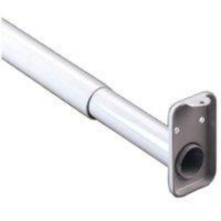 JOHN STERLING ClosetPro Adjustable Closet Rod with Flange, 1 in Dia, 72 to 120 in L, Steel, Platinum RP0022-72120